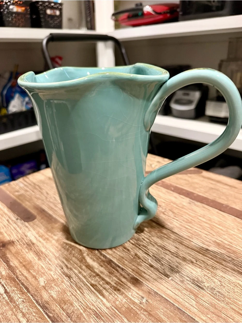 Southern Living At Home Seafoam Green/Turquoise Ceramic Pitcher